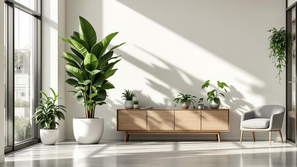 Beautiful office space with curated plants